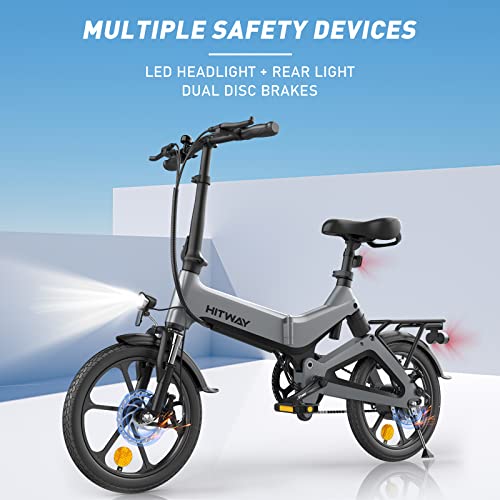 HITWAY Electric Bike 250W Foldable Pedal Assist E Bike with 7.8Ah Battery without accelerator, 16inch for Teenager and Adults