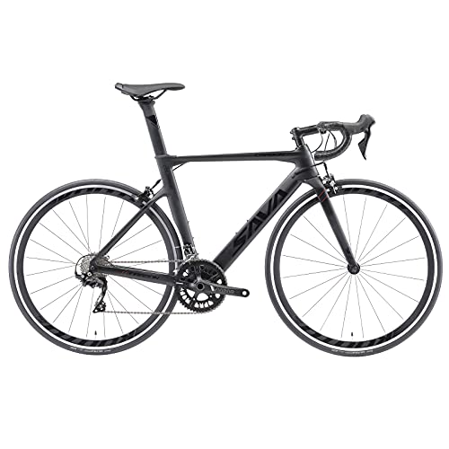 SAVADECK Carbon Road Bike, Warwinds3.0 700C Carbon Fiber Frame Carbon Fork Racing Bicycle with Shimano SORA 18 Speed Derailleur System and Double V Brake