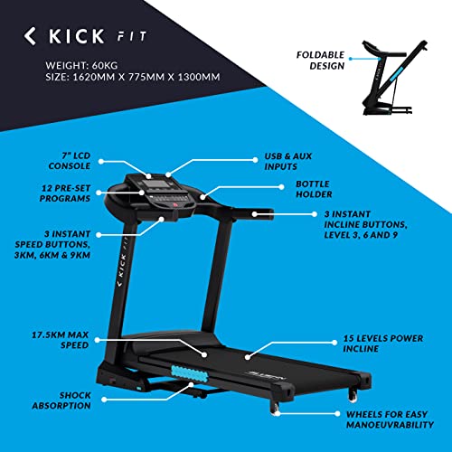 Bluefin Fitness Kick FIT Home Treadmill | Foldable Treadmill For Home Use | Running Machine | Treadmills for walking | Folding Treadmill From Bluefin Fitness