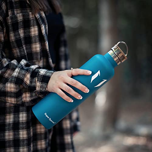 Super Sparrow Stainless Steel Water Bottle - 750ml - Vacuum Insulated Metal Water Bottle - Standard Mouth Flask - BPA Free - Straw Water Bottle for Gym, Travel, Sports